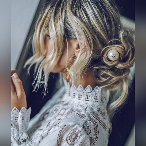 NEW Girlie Glam White Lace Cotton Top Long Sleeve White Retro Vintage - Picture 4 of 15